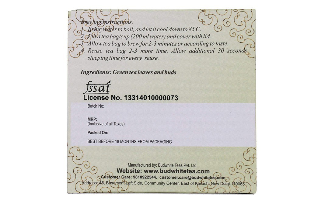 Bud White Orange & Mint Green Tea   Box  20 pcs